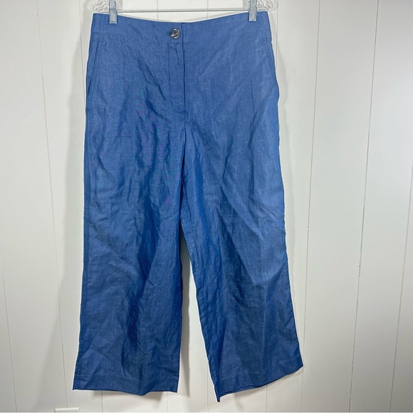 Ann Taylor the Kate wide leg crop pants in chambray size 8 - Picture 2 of 12